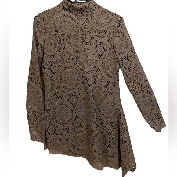 Soft Surroundings Tops - Soft Surroundings Crochet Like Hippie Boho Western Asymmetric Long Sleeve Tunic